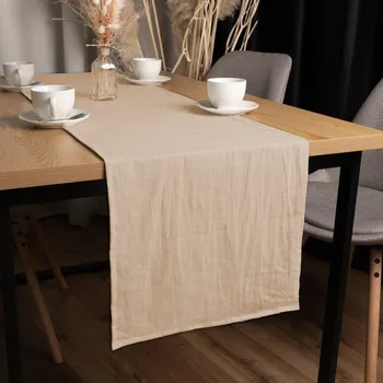 ubrus Lněný běhoun na stůl LEN-013 Béžový 20x120 cm