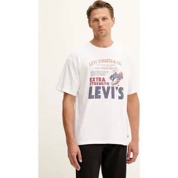 Bavlněné tričko Levi's pánské, bílá barva, s potiskem, 87373 87373.0225 00X, vel. S