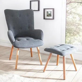 Křeslo Šedé křeslo s podnožkou Scandinavia