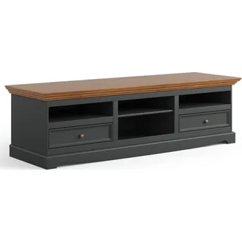 Televizní stolek Masivní grafitový televizní stolek Belluno Elegante s dubovou deskou