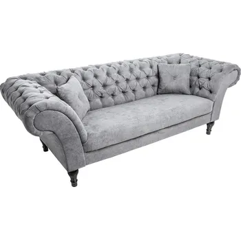 Pohovka Šedá 3místná pohovka Chesterfield tkanina