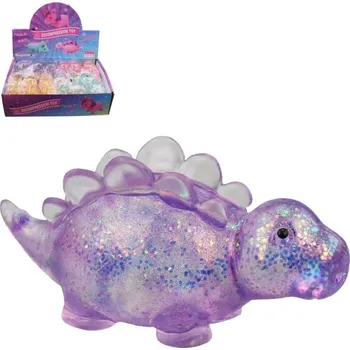 Dinosaurus třpytivý 12cm zvířátko mačkací strečové antistresové 4 barvy