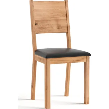 Jídelní židle Dubová židle Prato s čalouněným potahem z černé ekokůže
