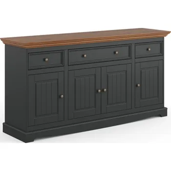 Komoda Šedá komoda z masivu Belluno Elegante 4D3S s dubovou deskou