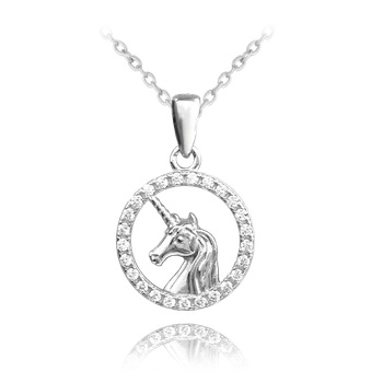 Náhrdelník Moonlit Dětský stříbrný náhrdelník s jednorožcem a zirkony