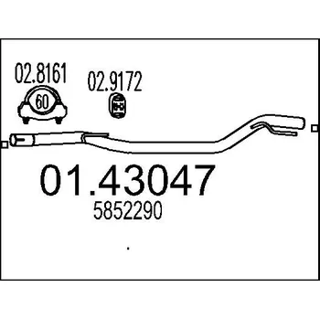 Výfukový systém Výfuková trubka, 01.43047