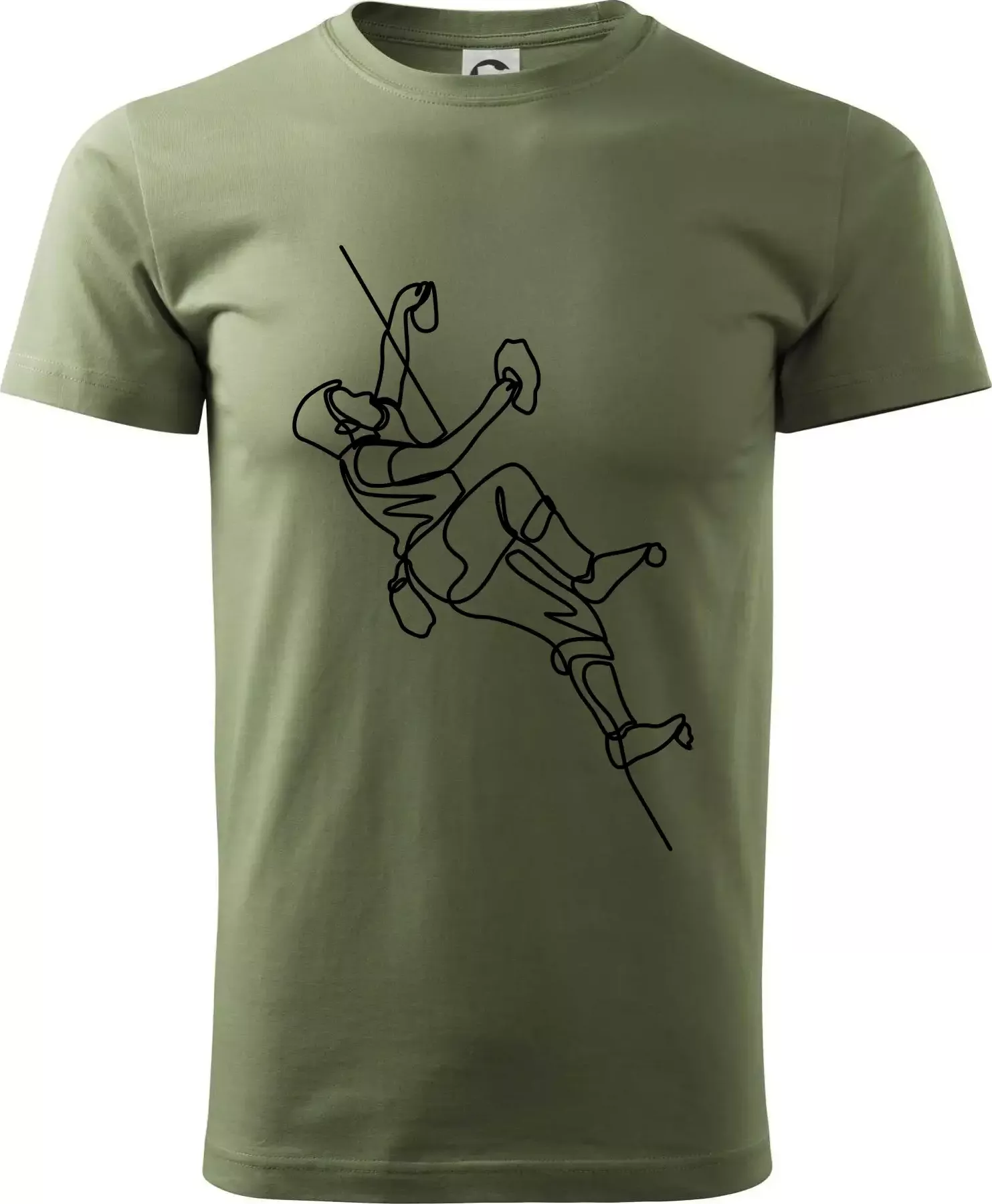 Lezecká stěna jedním tahem - Klasické pánské triko vyšší gramáže - XL ( Khaki )