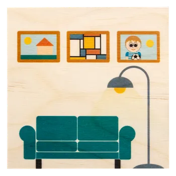 Dřevěná hračka Dřevěná stavebnice - obývák, pohovka