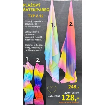 PLÁŽOVÝ ŠÁTEK / PAREO -typ č.12 AKCE ! - 2