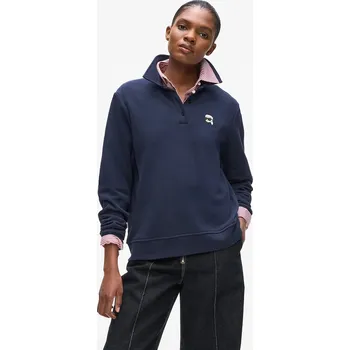 Pánské tričko Bavlněné tričko s dlouhým rukávem Karl Lagerfeld IKON A4W20073 námořnická modř 59X, vel. L