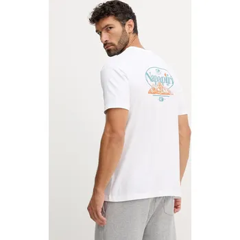 Bavlněné tričko Napapijri S-Bradgate pánské, bílá barva, s potiskem, NP0A88UNMQL1 00X, vel. M