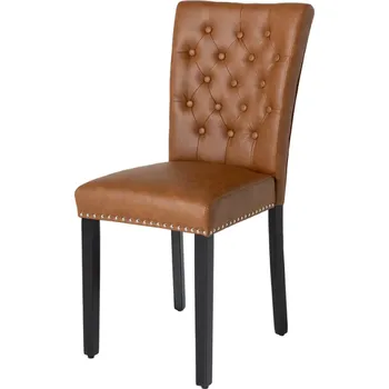Jídelní židle 2 SET Židle CASTLE z umělé kůže koňakově hnědé