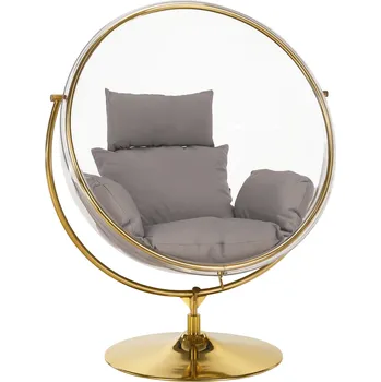 Křeslo Závěsné křeslo se stojanem WOBBLE - transparentní/zlatá/šedá