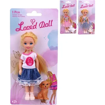 Panenka Panenka v šatičkách set se zvířátkem s mazlíčkem 3 druhy na kartě