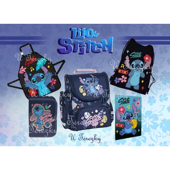 Školní batoh Lilo a Stitch Školní sada set batoh/aktovka Lilo a Stitch, penál, sáček, zástěrka, desky 5ks