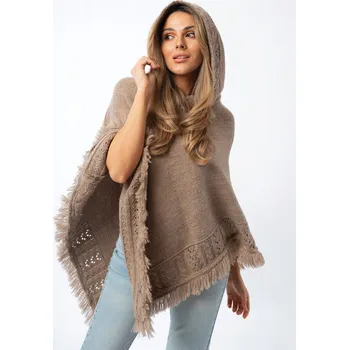 Dámské pončo s kapucí HARLEY mocca, VELIKOST UNI ( S, M , L )