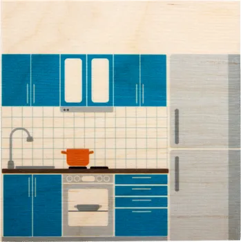 Dřevěná hračka Dřevěná stavebnice - stěna kuchyň