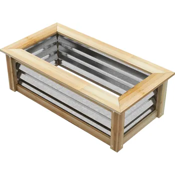 Vyvýšený záhon Outsunny Vyvýšený záhon Outsunny, samozavlažovací, otevřený podstavec, kov+dřevo, 90 x 45 x 30 cm