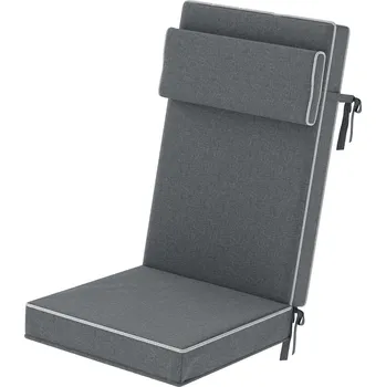 Podsedák Outsunny sedák 120 x 47 x 9,5 cm vodoodpudivý polštář na židli s popruhy, opěrka hlavy, UPF50+ tmavě šedý