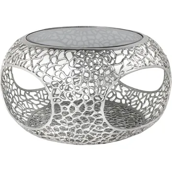 Konferenční stolek Konferenční stolek LEAF 40 CM stříbrný/černé sklo