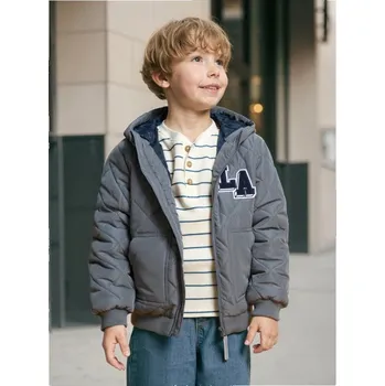 Chlapecká bunda Sinsay - Prošívaná bunda s kapucí - šedá - 222DL-09X - 222DL-09X-110