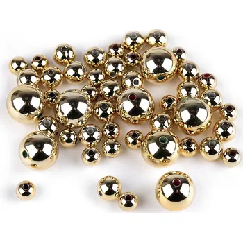 Korálek Sada metalických korálků k vánočnímu tvoření mix velikostí, barva 3 zlatá sv.