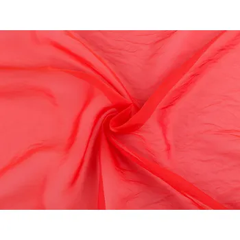 Organza dekorační / oděvní matná, krešovaná, barva 5 červená