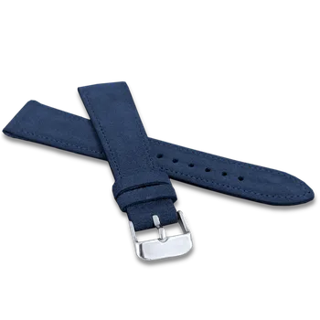 Řemínek na hodinky LAVVU Modrý prošitý řemínek SUEDE z luxusní kůže Top Grain - 16 LSAEL16