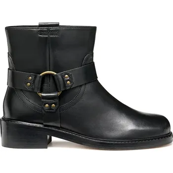 Dámské kozačky Kožené kotníkové boty Geox D NALVIA dámské, černá barva, na plochém podpatku, D565QB 000FF C9999 D565QB.000FF.C9999 99X, EUR 41