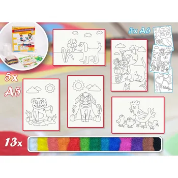 kreativní sada Radost v písku Sada střední NA STATKU - Barevné pískování obrázků
