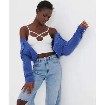 Dámské tričko Sinsay - Crop top na ramínka - krémová - 8866J-01X - 8866J-01X-XL