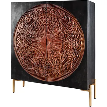 Komoda Dřevěná designová komoda Black Mandala mango