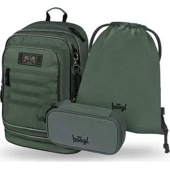 Školní batoh Školní batohový 3-dílný set BAAGL CUBIC - Grove (batoh, penál, sáček)