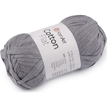 Příze Bavlněná pletací příze Cotton Flat 50 g, barva 6 (6737) šedá