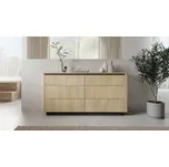 Prostorná komoda Torro dub cremona / černá – 6 zásuvek, moderní nábytek