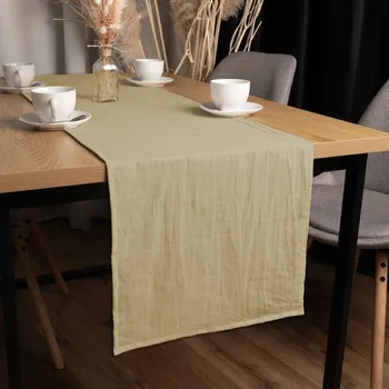 ubrus Lněný běhoun na stůl LEN-023 Pískově béžový 35x120 cm