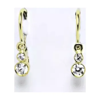 Náušnice Zlaté dětské náušnice čiré zirkony - VE179 - žluté zlato (Dětské zlaté náušnice se zirkony)