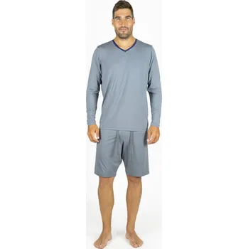 Pánské pyžamo Bambusové Pyžamo DR Šedé Krátké Pánské Velikost: XXL