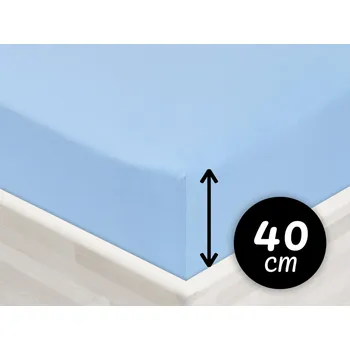 Prostěradlo Jersey napínací prostěradlo na extra vysokou matraci JR-014 Nebesky modré 140 x 200 - výška 40 cm