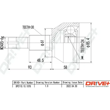 Hřídel nápravy Sada kloubů, hnací hřídel, DP2110.10.1078