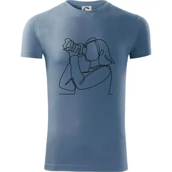 Fotografka stojící jedním tahem - Viper FIT - Pánské zůžené tričko - XL ( Denim )