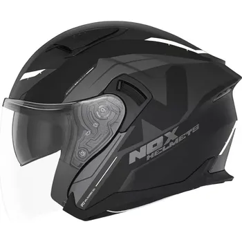 Helma na motorku PŘILBA N130 KLINT, NOX (ČERNÁ MATNÁ,BÍLÁ) 2024 velikost XL
