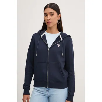 Dámská mikina Mikina Guess Jeans dámská, tmavomodrá barva, s kapucí, hladká, W4YQ03 KC811 W4YQ03.KC811 59X, vel. M