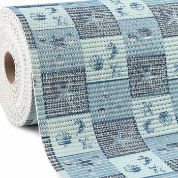 Koupelnová předložka PRO-101 Modré mořské hvězdice a lastury - metráž šířka 65 cm