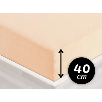 Prostěradlo Froté napínací prostěradlo na extra vysokou matraci FR-021 Pudrové 200 x 220 - výška 40 cm