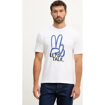 Pánské tričko Bavlněné tričko United Colors of Benetton 3MI5U10AT bílá 00X, vel. XXL