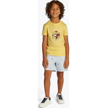 Dětské bavlněné tričko Tommy Hilfiger žlutá barva, s potiskem, KB0KB09648 KB0KB09648.128.176.PPYA 11X, vel. 176