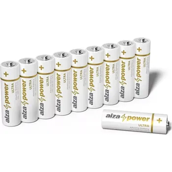 Článková baterie *AlzaPower Ultra Alkaline LR6 (AA) 10ks (Jednorázová baterie tužková AA (LR6), alkalický článek, napětí až 1,5 V, ochrana proti vytečení, vyrobeno v Německu, 10ks v balení)