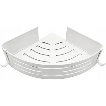 Koupelnový nábytek Rohová koupelnová polička do rohu 22 cm bílá samolepicí s lepicími háčky