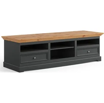 Televizní stolek Belluno Elegante velký grafitový televizní stolek z masivu s borovicovou deskou
